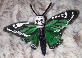 Green Skull Monarch Butterfly Barrette