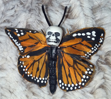 Skull Monarch Butterfly Barrette