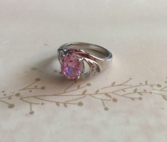 Silver & Pink Stone Ring