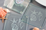 Set of 2 Beach-Themed Glass Coasters