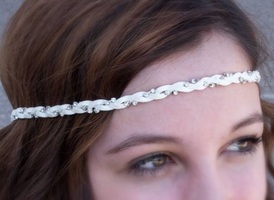 White Suede & Rhinestone Headband