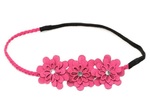 Pink Suede & Rhinestone Flower Headband