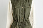 Olive Green Cargo Jacket w/ Sweater Sleeves