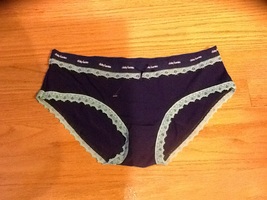 Daisy Fuentes Lace Trim Microfiber Bikini M - Navy